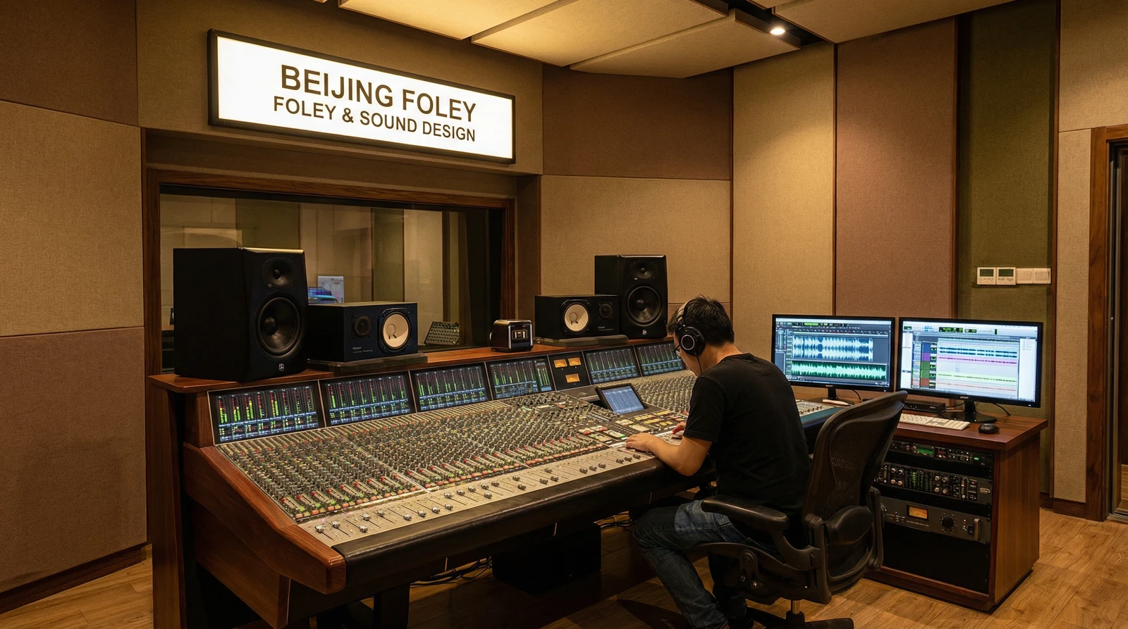 探花专业录音棚音效制作现场